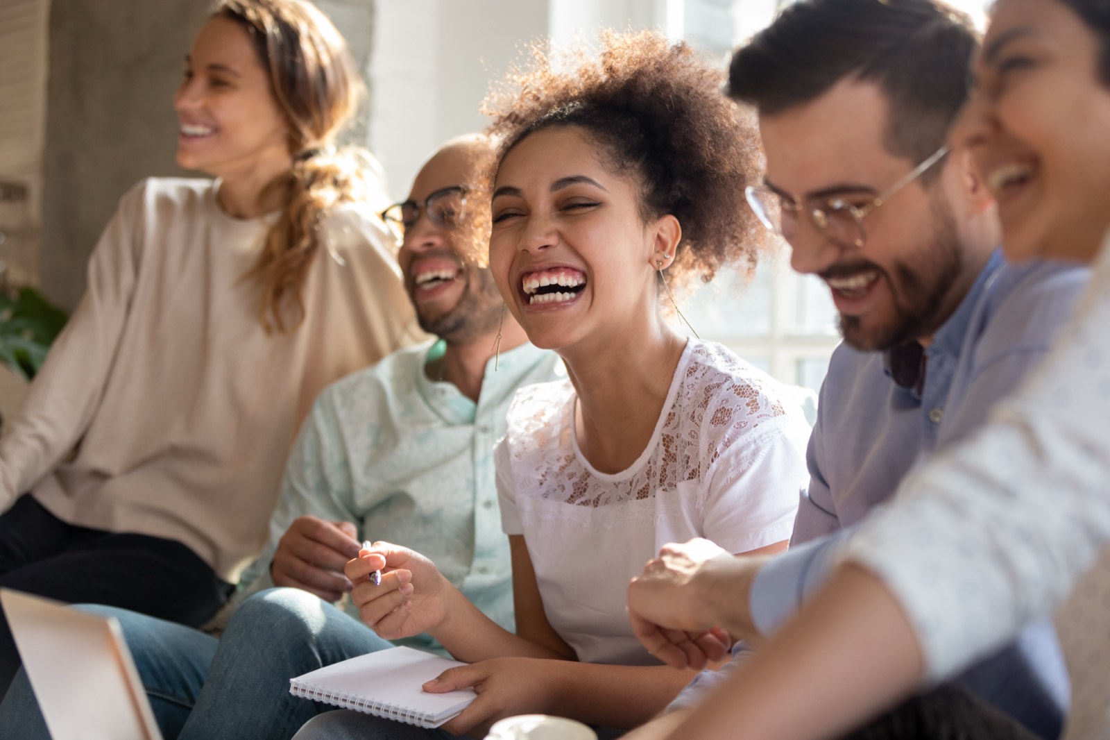 A group laughing together